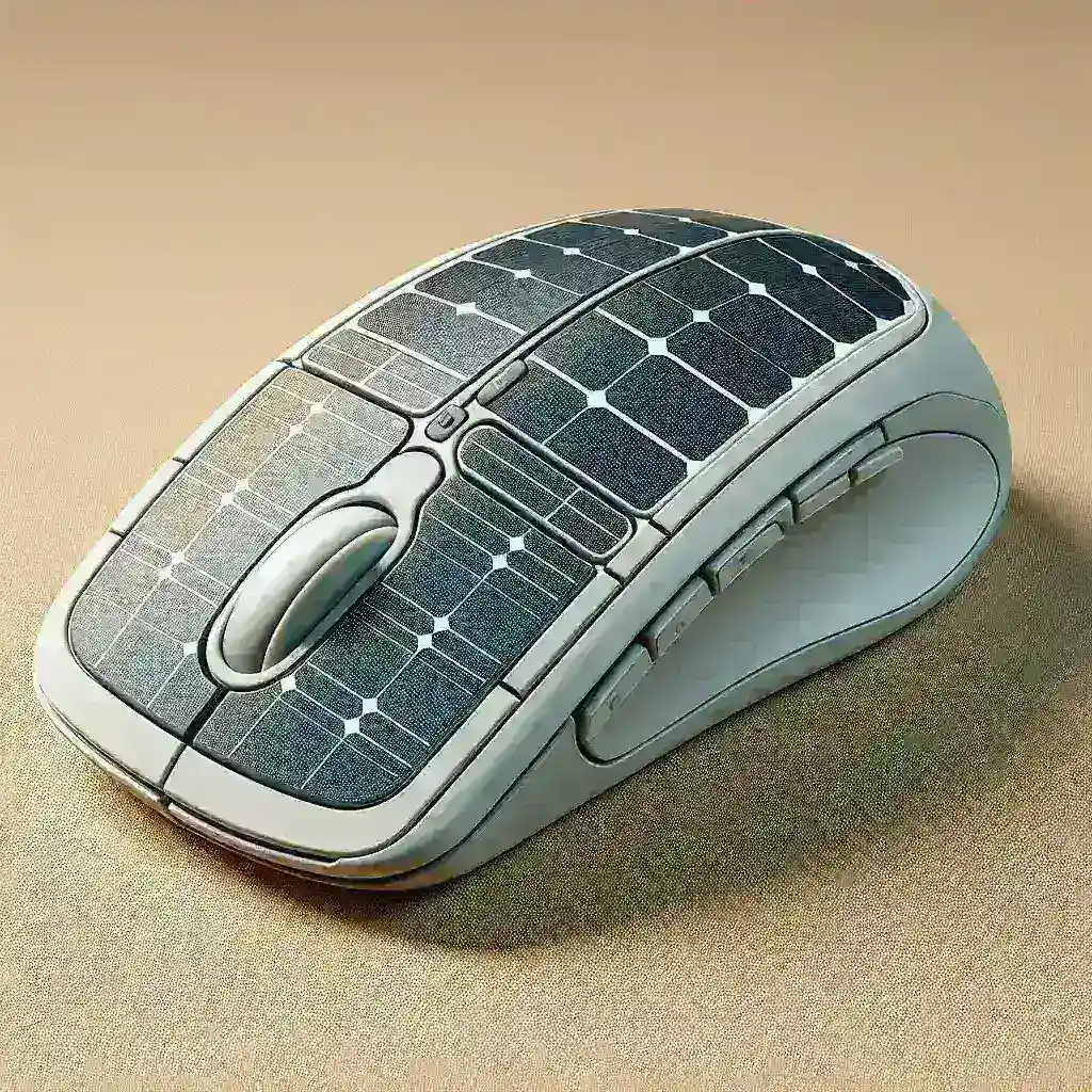 "Logitech ratón ergonómico con recarga solar, diseño innovador y sostenible para gamers y profesionales, en un entorno de trabajo moderno."