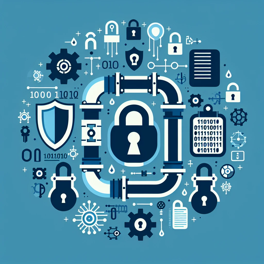 "Infografía sobre herramientas de seguridad esenciales para proteger pipelines de datos en 2024, destacando software de encriptación, firewalls y soluciones de auditoría."