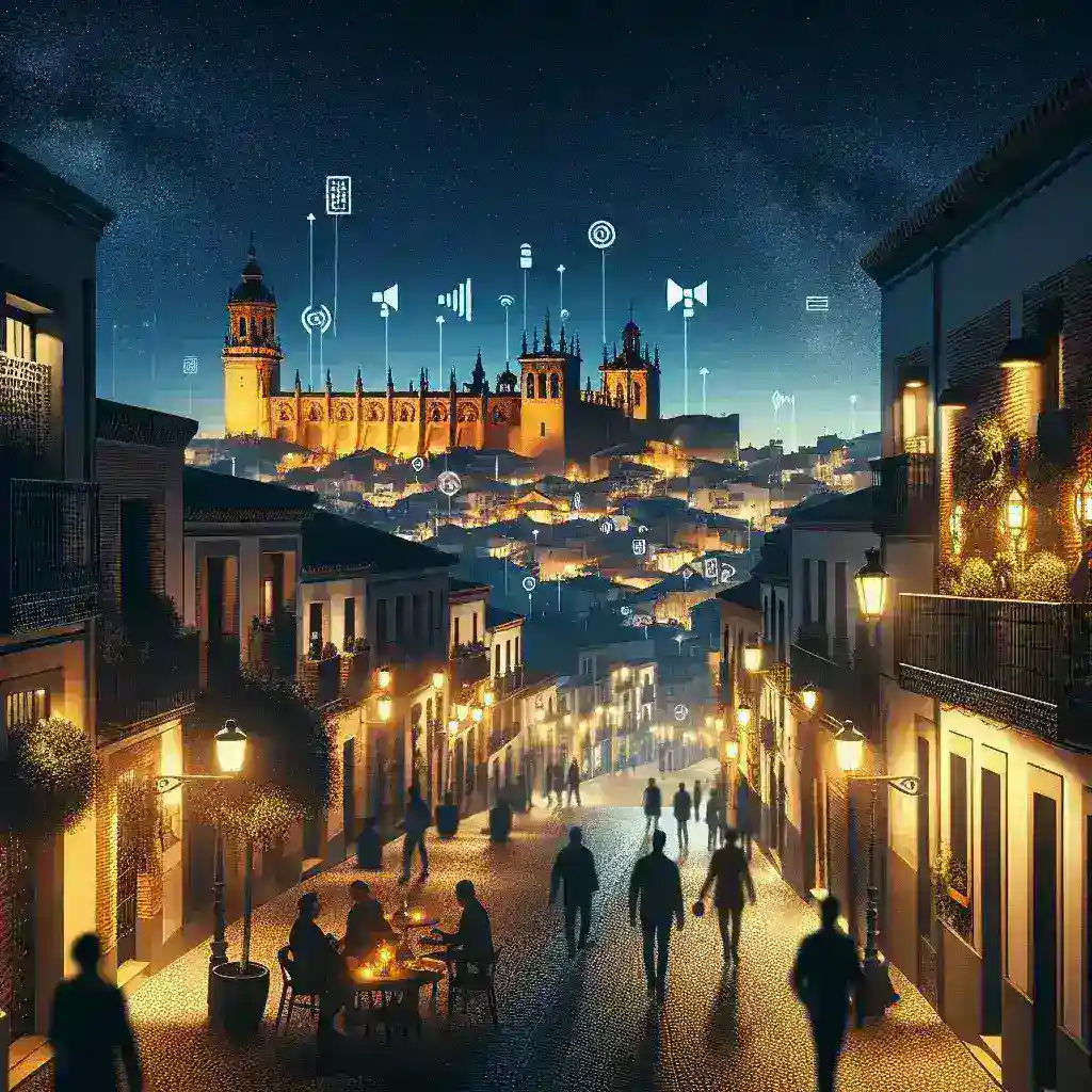 "Sensor de ruido nocturno instalado en una ciudad española para monitorear el ocio urbano y mejorar la calidad de vida."