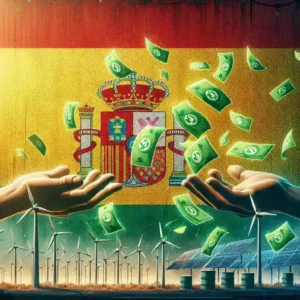 "Imagen de la presentación de los bonos verdes del Gobierno español, destacando la financiación de proyectos tecnológicos sostenibles y su impacto ambiental positivo."